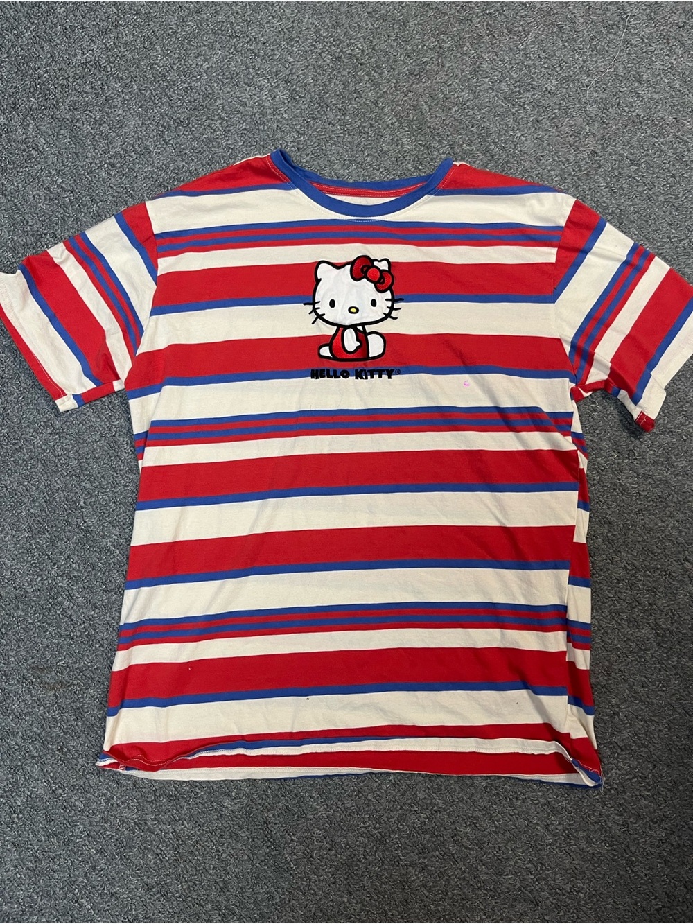 Hello Kitty Red, White & Blue Striped Mens Tee